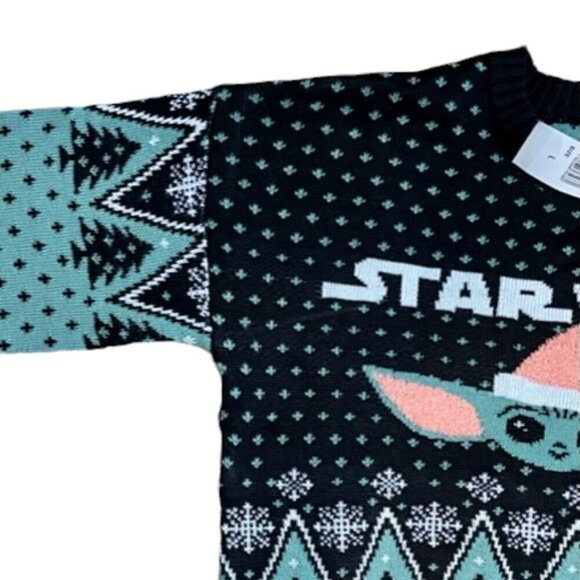 STAR WARS Men's Mandalorian Baby Yoda Santa Knit Ugly Christmas Sweater Large - Picture 7 of 16